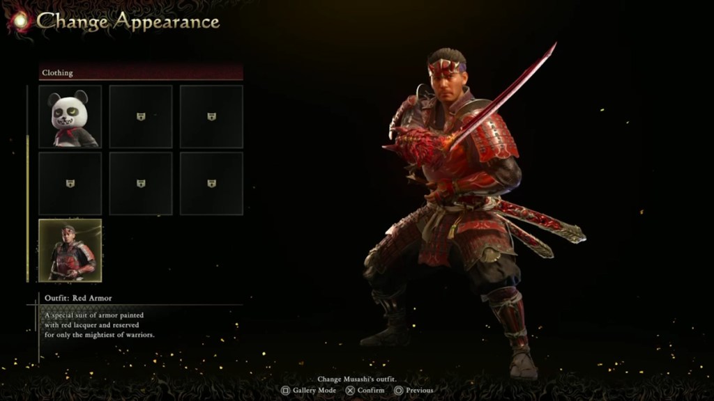 Musashi's Red Armor in Onimusha Way of the Sword