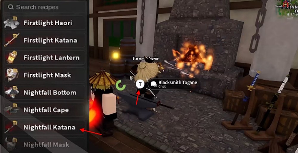 Nightfall Katana forge NPC in Slayers 2