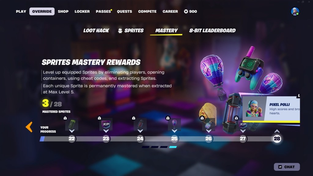 Pixel Polli skin in Sprite Mastery section of Fortnite