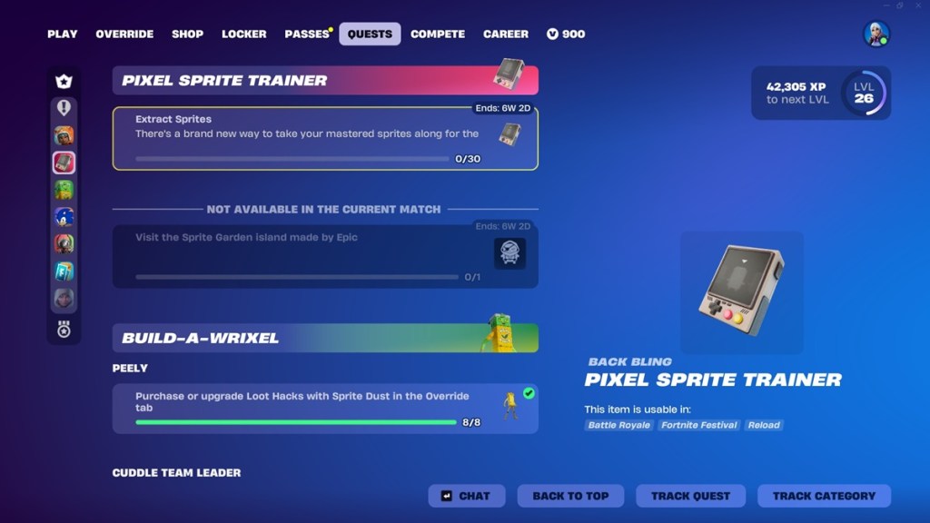 Pixel Sprite Trainer Quest in Fortnite