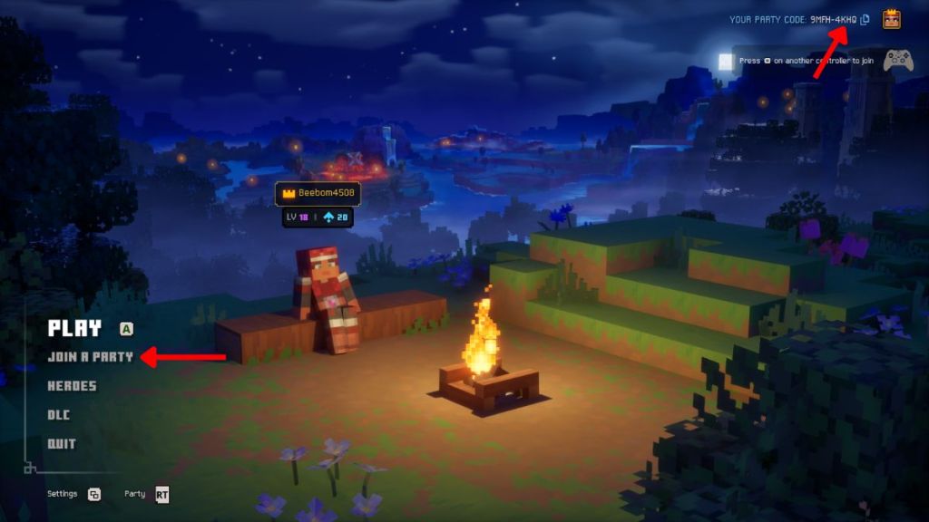 Play multiplayer by join a party option