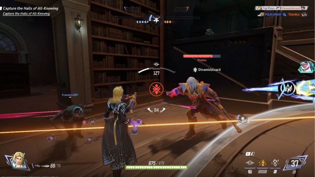 Playing as Emma Frost in Marvel Rivals God Quarry map