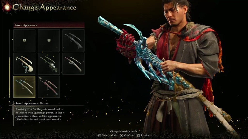 Raizan sword appearance in Onimusha Way of the Sword