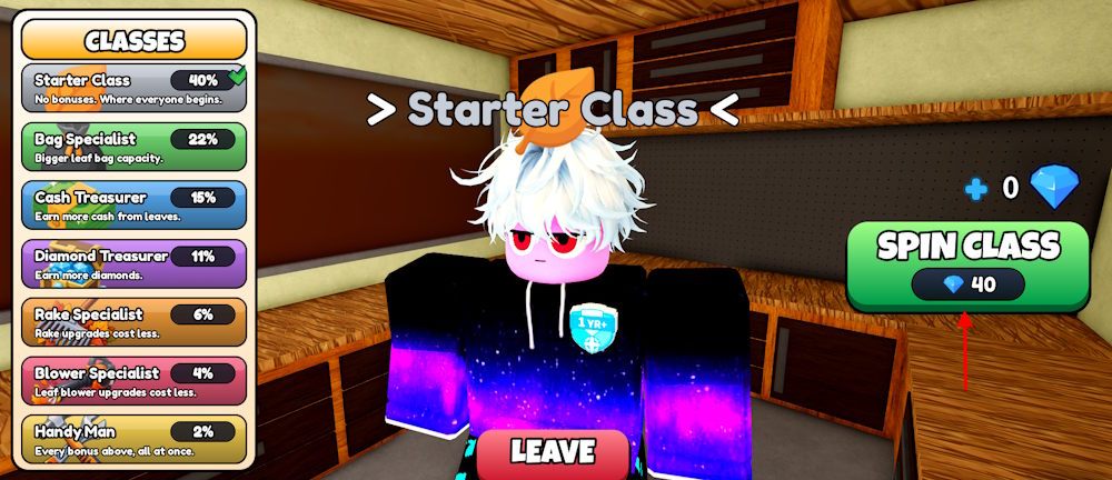 Reroll classes in Clean all the leaves
