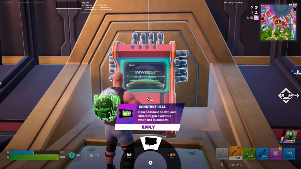 Selecting a Cartridge Hack for the Override Console in Fortnite