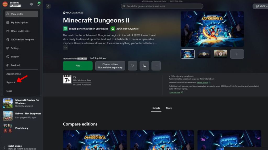 Sign in to the Xbox App