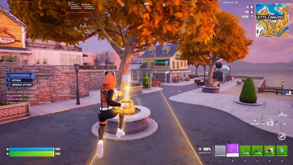 Sora Kingdom Key Magical Attack area selection in Fortnite