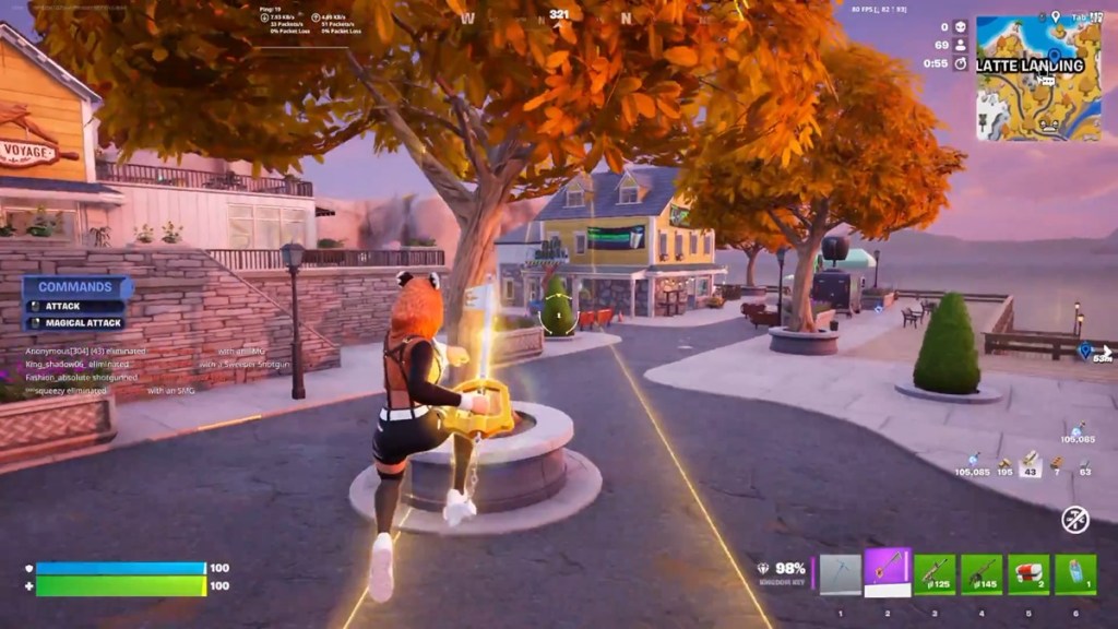 Sora Kingdom Key Magical Attack area selection in Fortnite