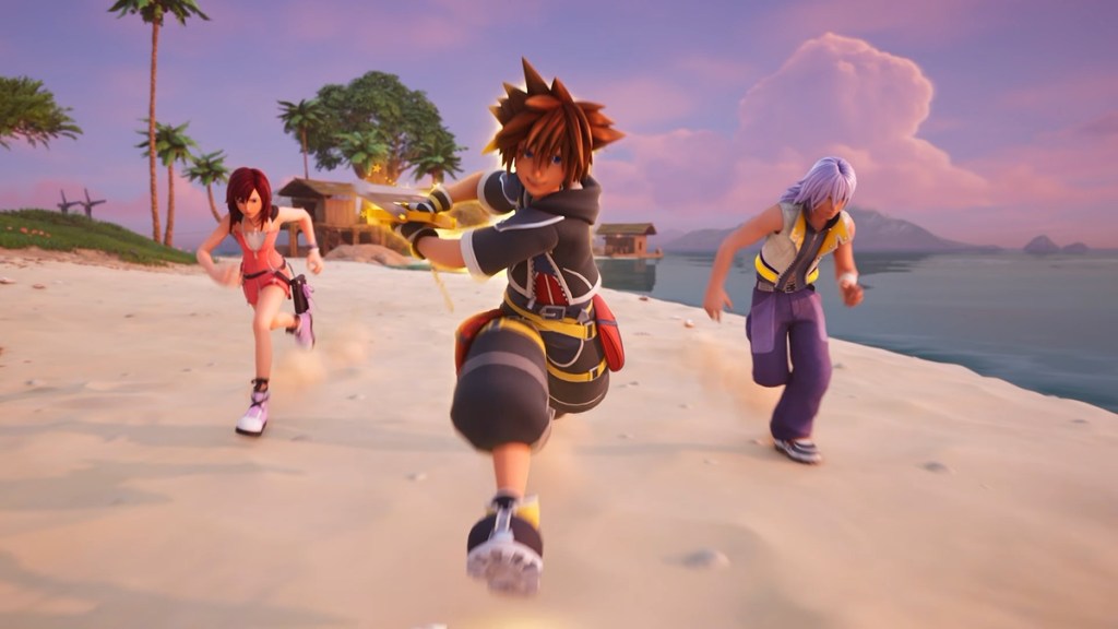 Sora rushing using the Keyblade in Fortnite