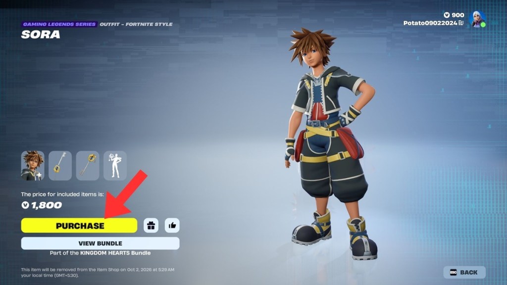 Sora skin in fortnite item shop