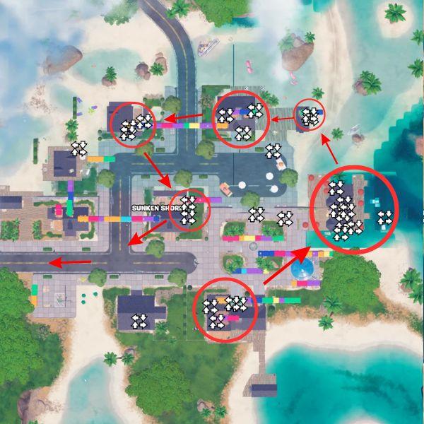 Sunken Shores Cheat Code locations in Fortnite
