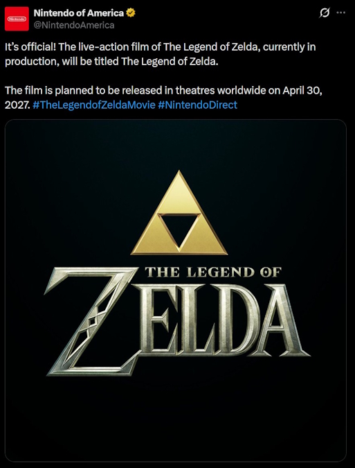 The Legend of Zelda movie official logo