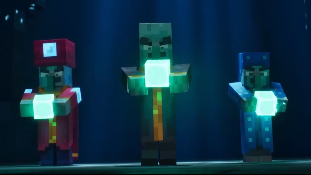 Three Illagers harnessing the power of souls from the sift dimension