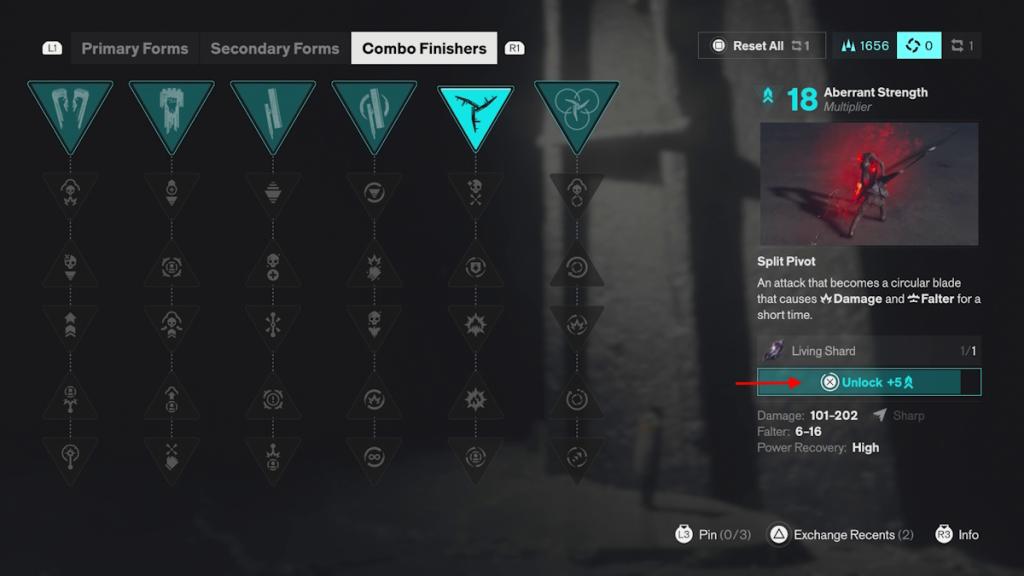 Unlock finishers in Control Resonant