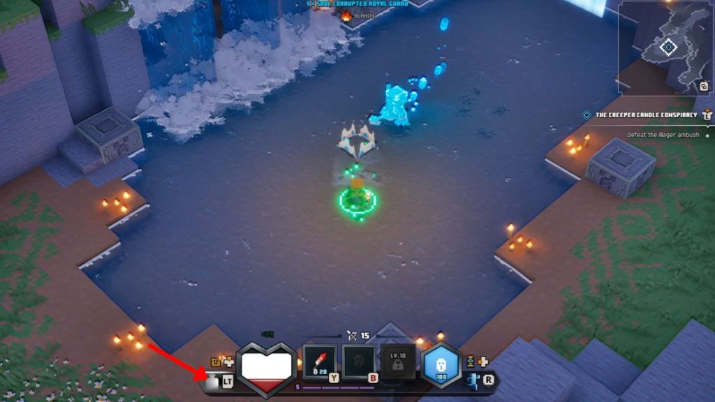 Using Health Potions to heal in Minecraft Dungeons 2
