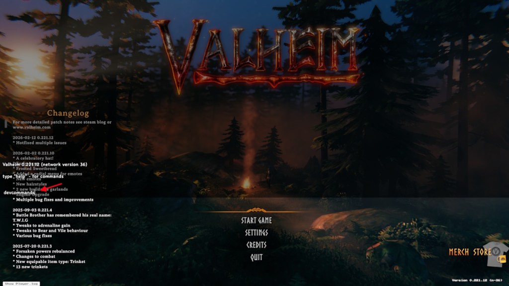 Valheim console
