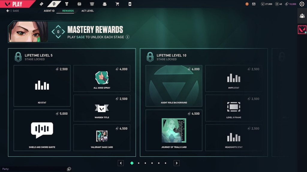 Valorant lifetime agent mastery system