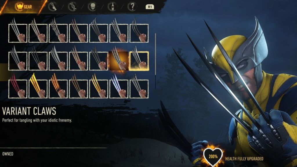 Variant claws in Marvel's Wolverine