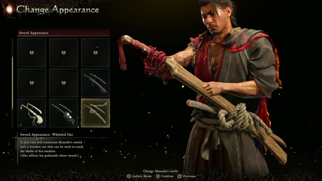 Whittled Oar sword appearance in Onimusha Way of the Sword