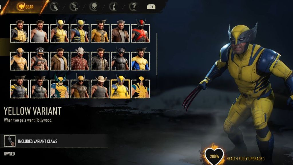 Yellow variant suit in Marvel's Wolverine