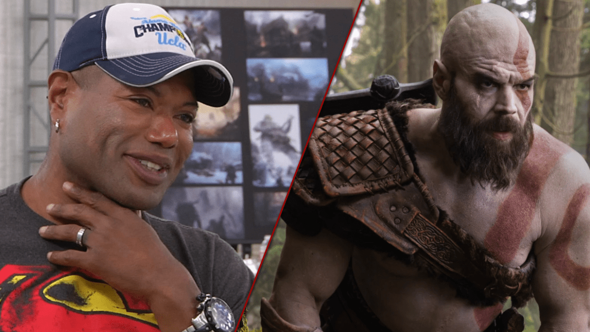 Christopher Judge in the 'Raising Kratos' God of War documentary (left)/ Ryan Hurst as Kratos in the live-action God of War TV series (right).