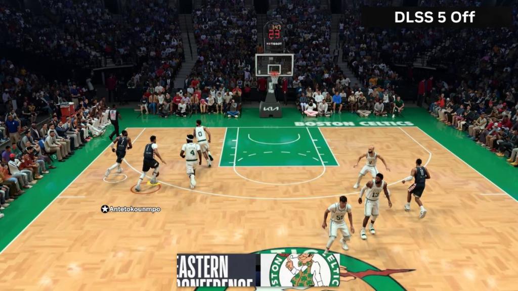 DLSS 5 Off as players play on court in NBA 2K27