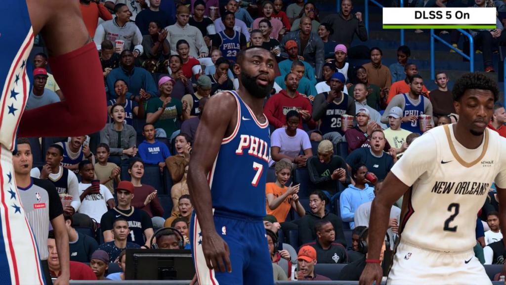 DLSS 5 On as player gazes at ball in NBA 2K27