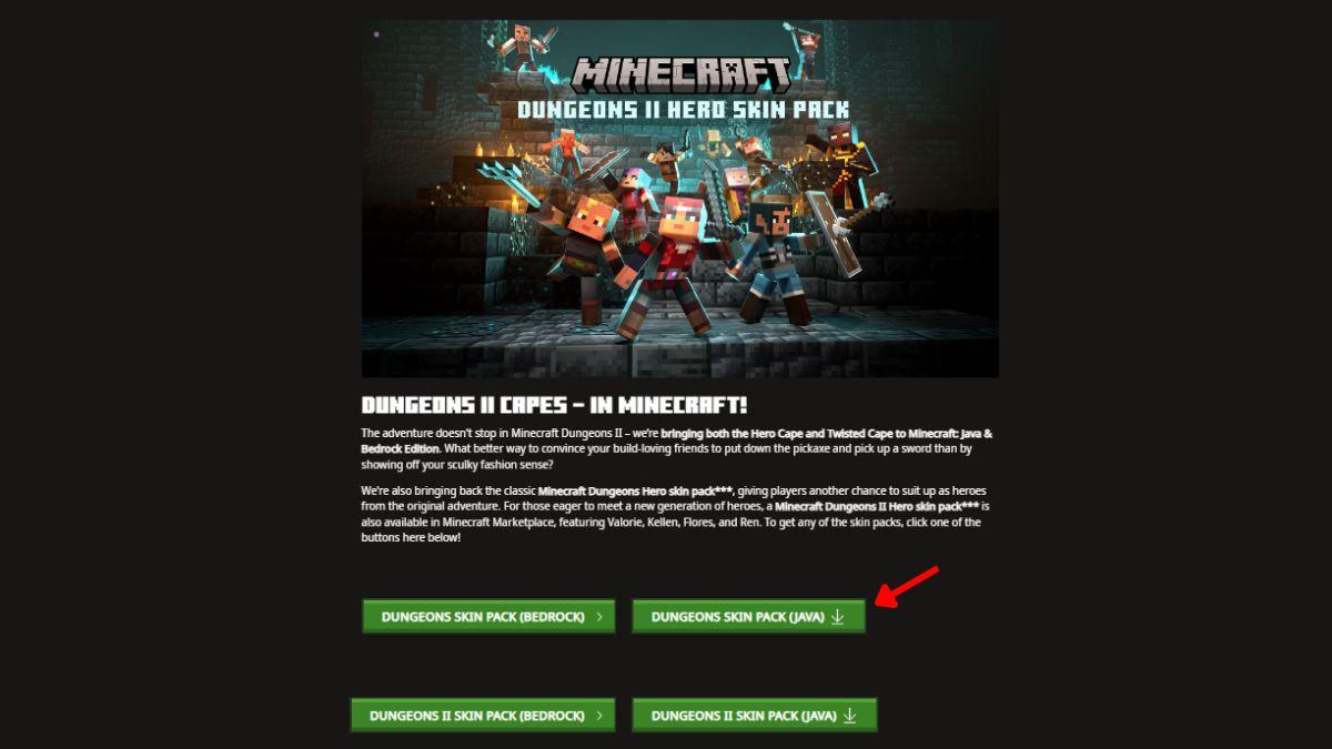 download minecraft dungeons skin for java