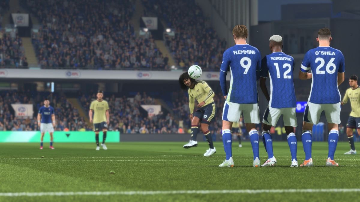 Xbox Series S screenshot of EA Sports FC 27 showing a freekick in action