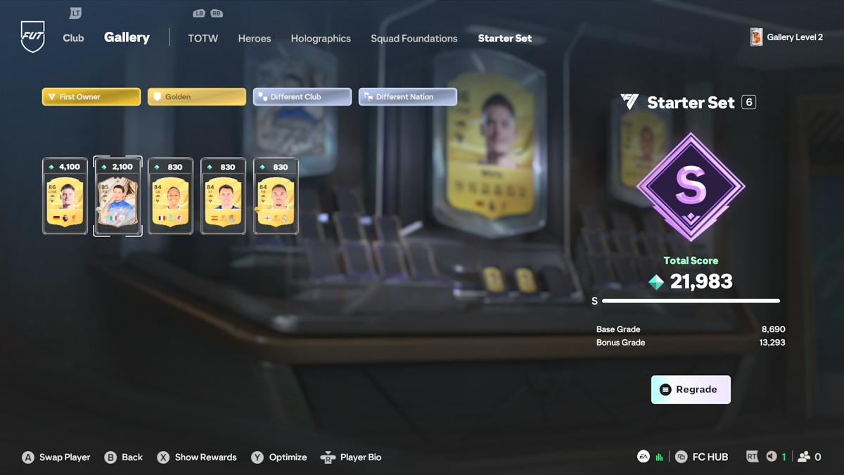Xbox Series S screenshot of EA Sports FC 27 showing FUT Gallery submission