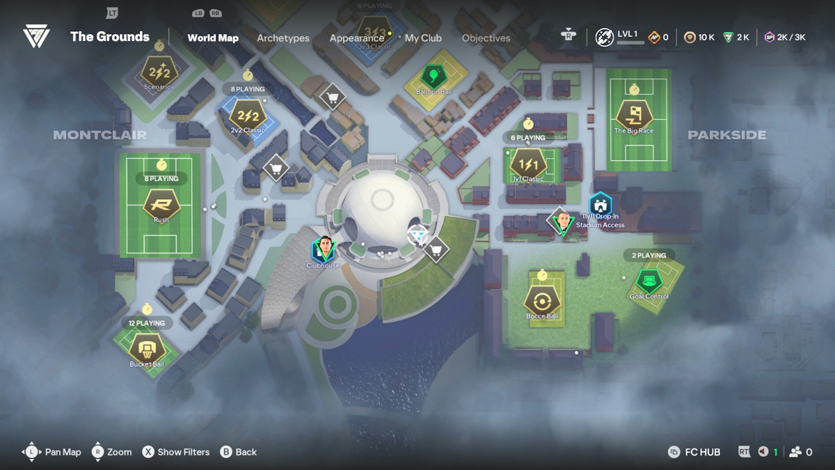 Xbox Series S screenshot of EA Sports FC 27 showing the grounds map