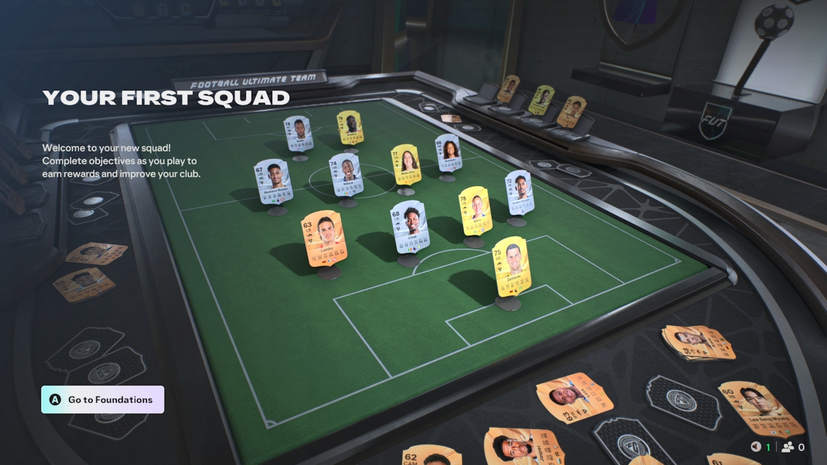 Xbox Series S screenshot of EA Sports FC 27 showing the first FUT squad