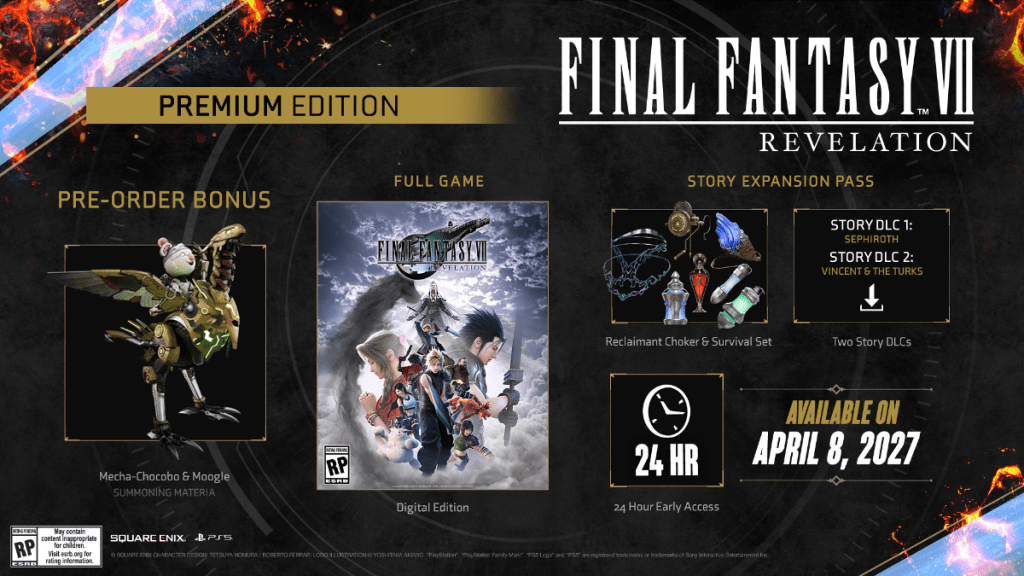 Final Fantasy 7 Revelation pre-order bonuses.