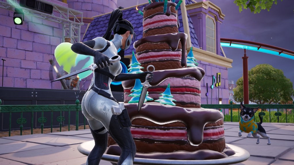 Pickaxing cake in Fortnite