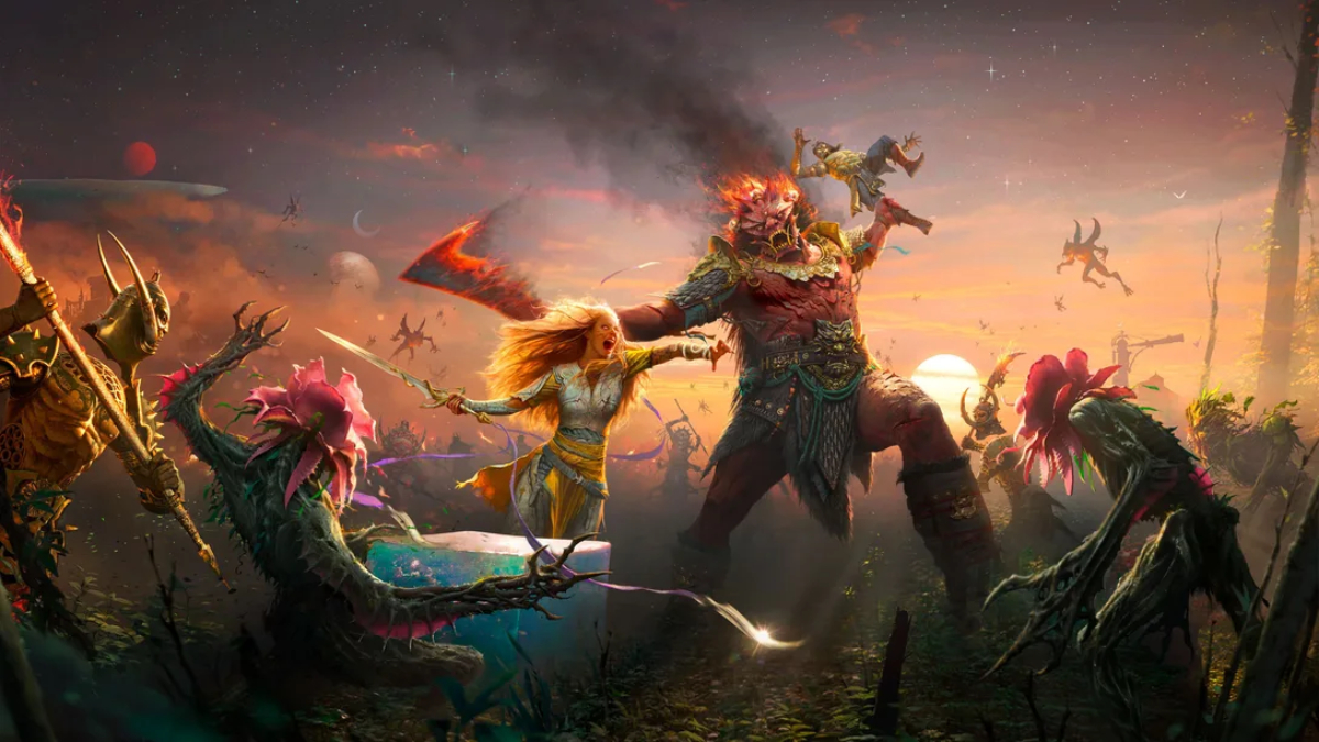 God of War Laufey official image featuring Laufey fighting Begtse in Everywhen.