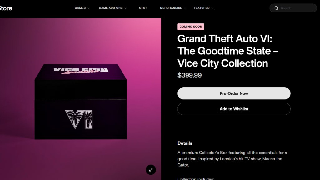 GTA 6 Collector's Edition on Rockstar's official website.