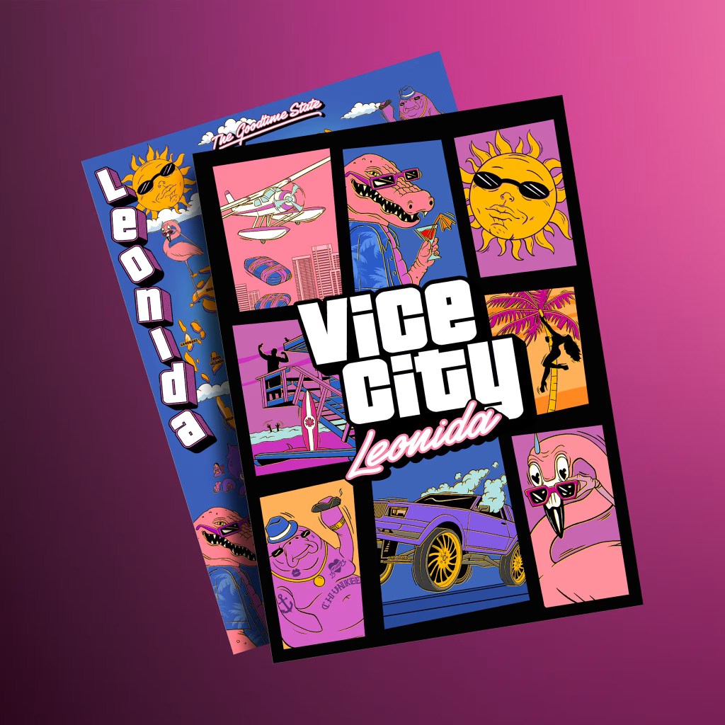 GTA 6 Double-Sided Souvenir Poster with Map of Leonida.