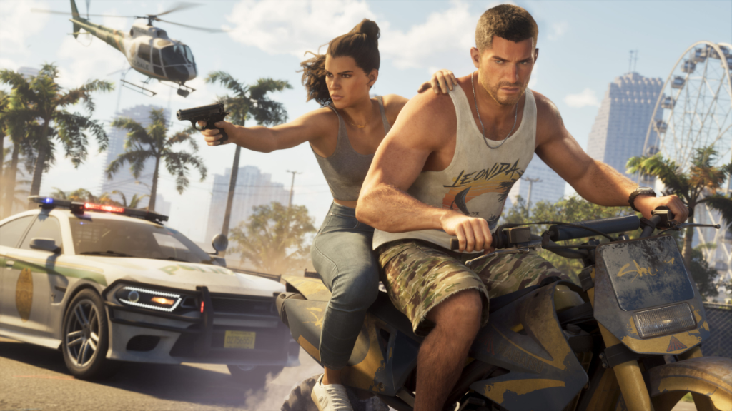 Jason and Lucia escaping the cops in GTA 6.