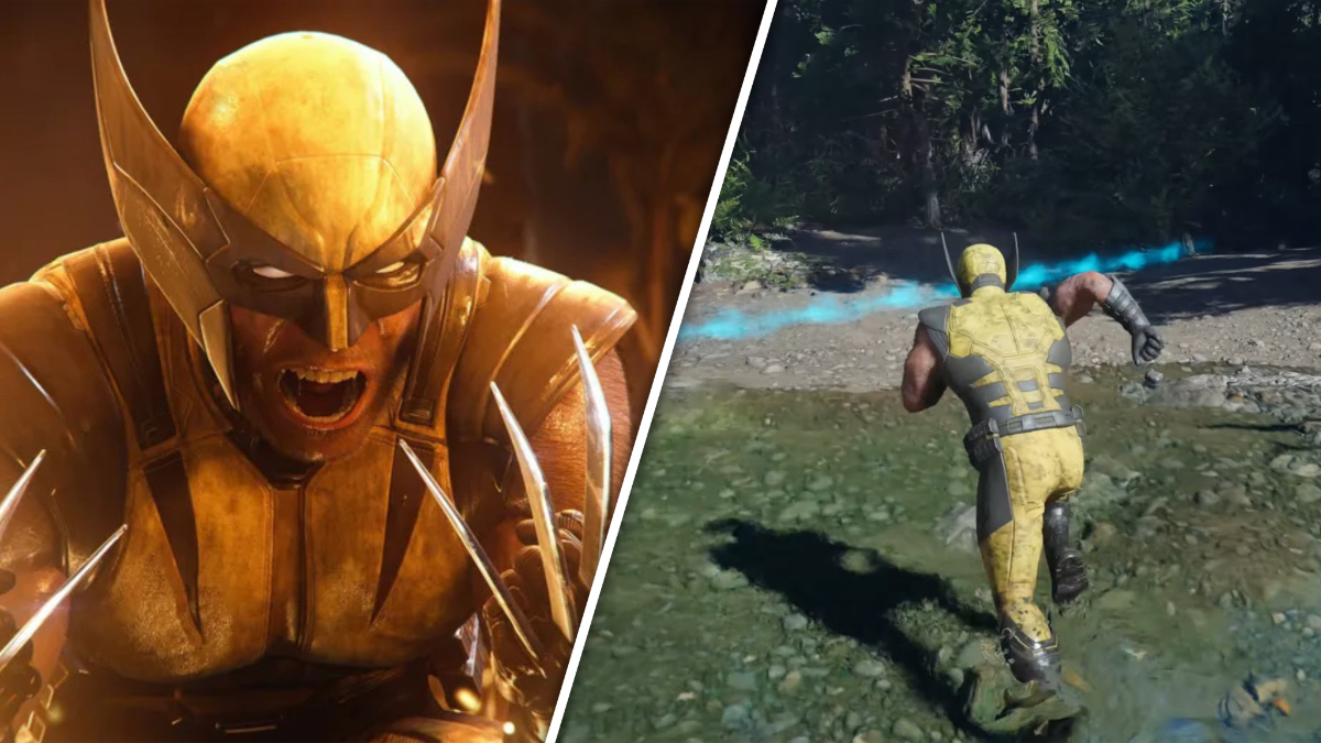 Marvel's Wolverine screenshot with Logan screaming (left) Wolverine gameplay with Logan following a scent trail (right).