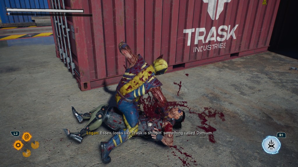 Killing an enemy on the ground in Marvel's Wolverine.