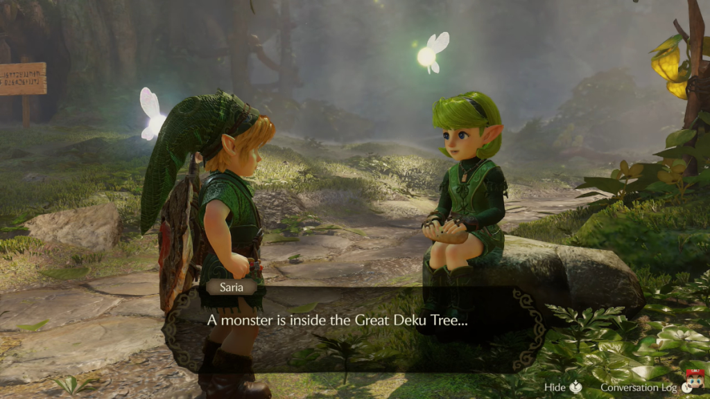 Link talking to Saria in The Legend of Zelda: Ocarina of Time Remake gameplay reveal.