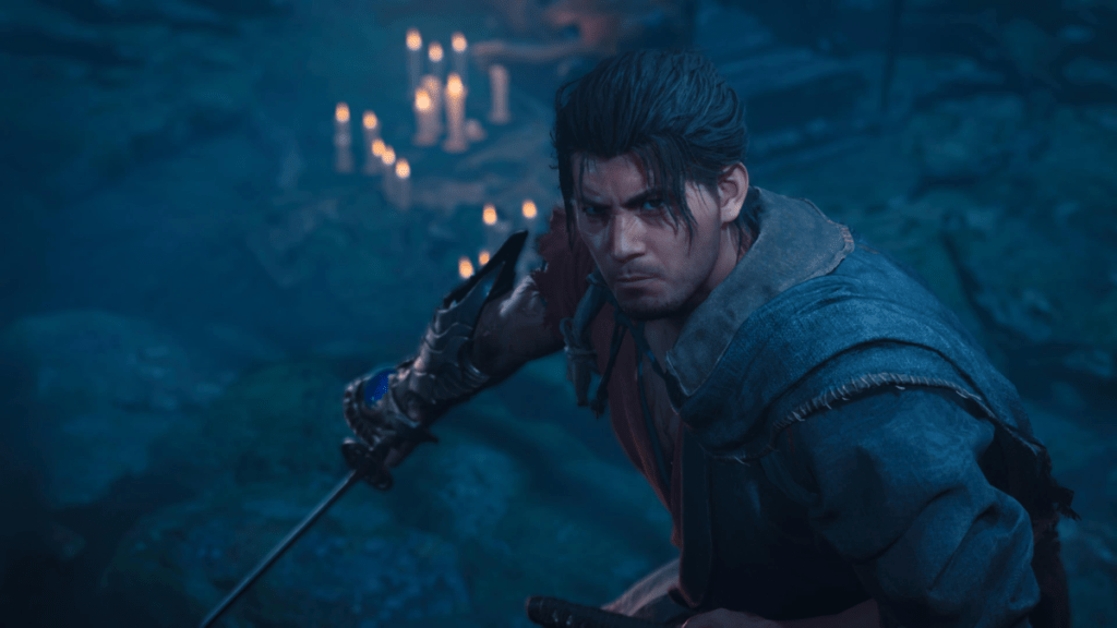 Musashi fighting Daidara in Onimusha: Way of the Sword.