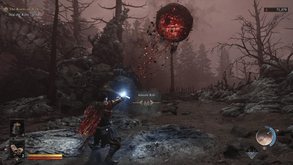 Musashi closing a Rift in Onimusha: Way of the Sword.
