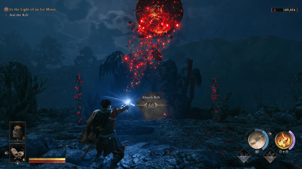 Musashi closing a Rift in Onimusha: Way of the Sword.