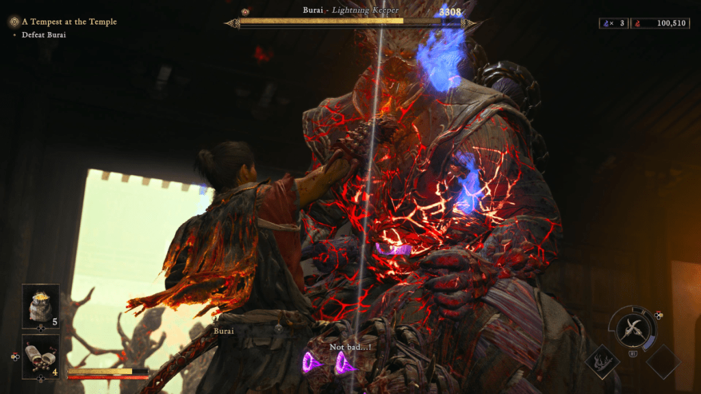 Musashi fighting Burai in Onimusha: Way of the Sword.