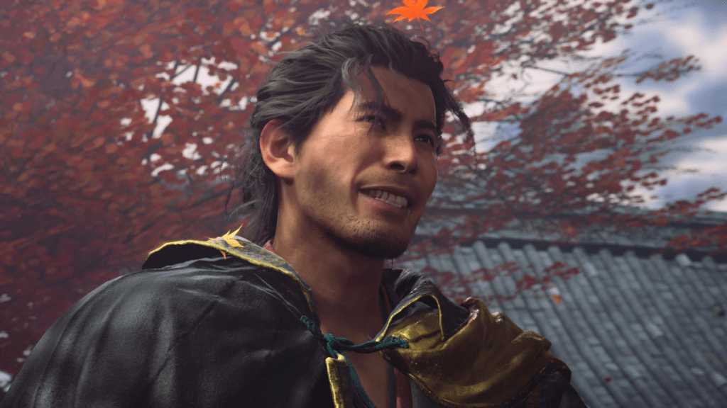 Musashi smiling at the end of Onimusha: Way of the Sword.
