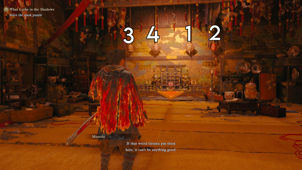 Onimusha: Way of the Sword Mask puzzle solution.