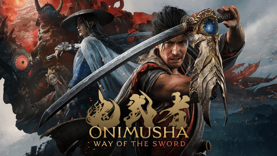 Onimusha: Way of the Sword cover image featuring Miayamoto Musashi and Sasaki Ganryu.