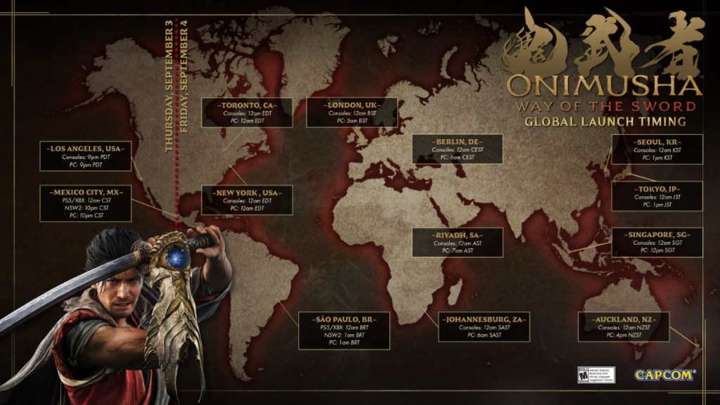 Onimusha: Way of the Sword global release times.