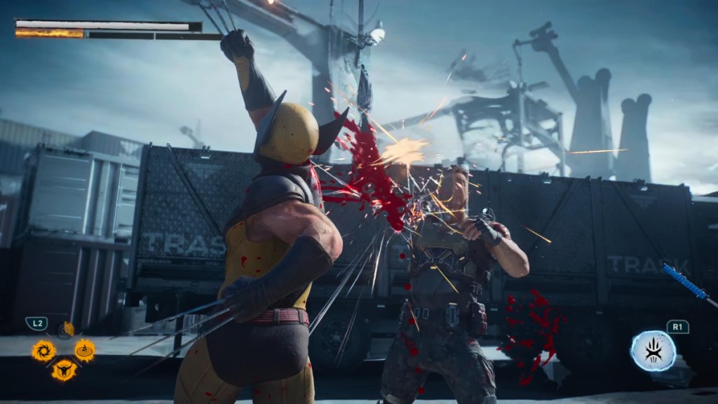 Cutting off a Reaver's arm with a parry in Marvel's Wolverine.